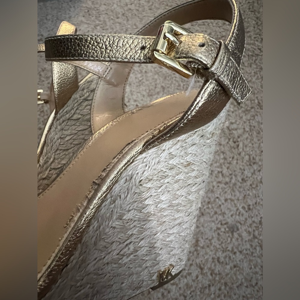 Michael Kors Jill Gold Espadrille Wedge Sandals - Picture 10 of 12